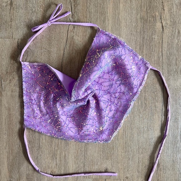 Handmade Y2K Blingy Bratz Doll Embellished Cowl Neck Bandana Backless Top - Sz S - Picture 4 of 8